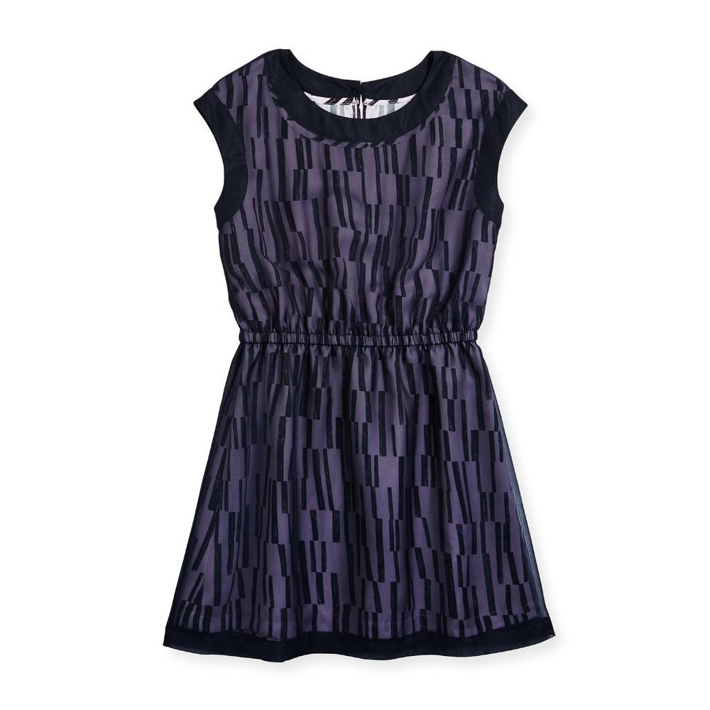 Vince Chiffon-Overlay A-Line Dress Navy sz XL Girl's Coastal Casual - Picture 9 of 9